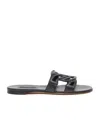 Casadei Miramar Leather Slides In Black