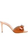 Casadei Mules 80mm With Crystal Bow Detail