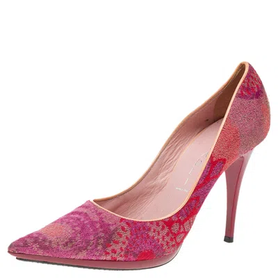 Casadei Multicolor Fabric And Leather Pointed Toe Pumps