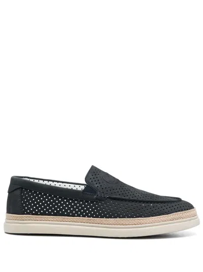 Casadei Nabuk Perforated-leather Espadrilles In 蓝色