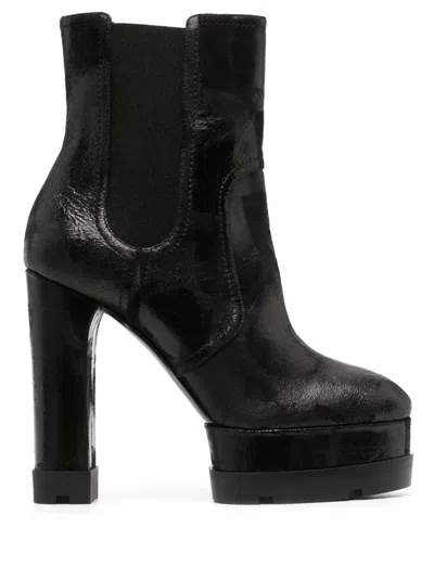 Casadei Nancy 120mm Platform Ankle Boots In Schwarz