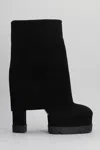 Casadei Ribbed-panel Suede Boots In Black