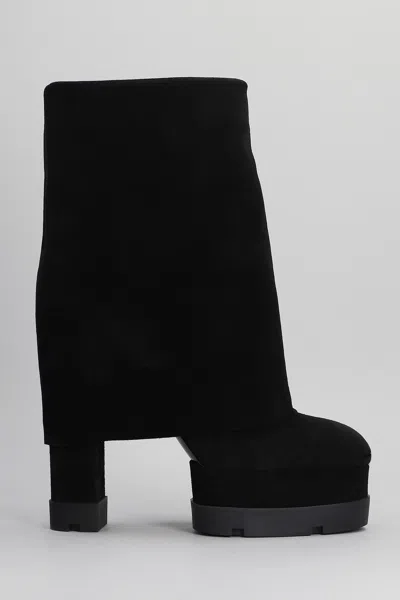 Casadei Nancy High Heels Boots In Black Suede