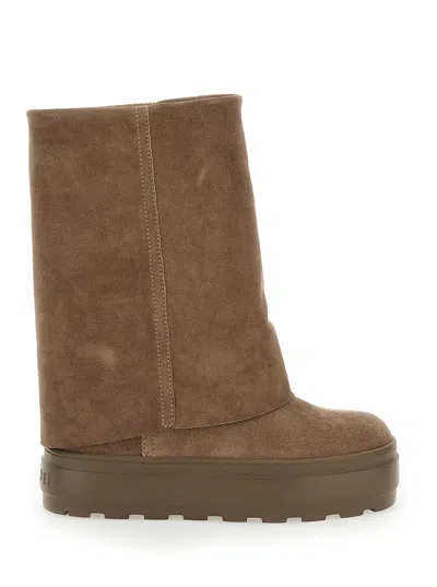 CASADEI NEW DOUBLE FACE BEIGE REVERSIBLE BOOTS IN SUEDE WOMAN