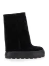 Casadei Ankle Boots Suede Finish Platform Sole In Black