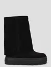 Casadei Black Boots With Turn-up With Platform In Suede Woman In Black
