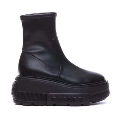 Casadei Nexus Folded Platform Boots In Black