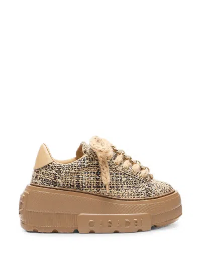 Casadei Nexus Bouclé Sneakers In Brown