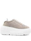 Casadei Low Top Platform Sneakers With Metallic Finish In Multi