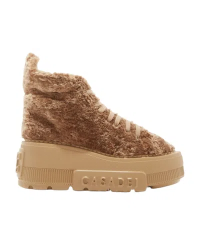 Casadei Nexus Fleece-texture Sneakers In Nude