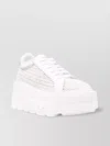 Casadei White Platform Sneakers Interwoven Design In Polyurethane Woman