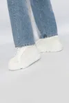 Casadei White Platform Sneakers Interwoven Design In Polyurethane Woman In White
