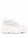 Casadei White Platform Sneakers Interwoven Design In Polyurethane Woman In White