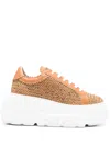 Casadei Nexus Hanoi Woven Platform Sneakers In Nude
