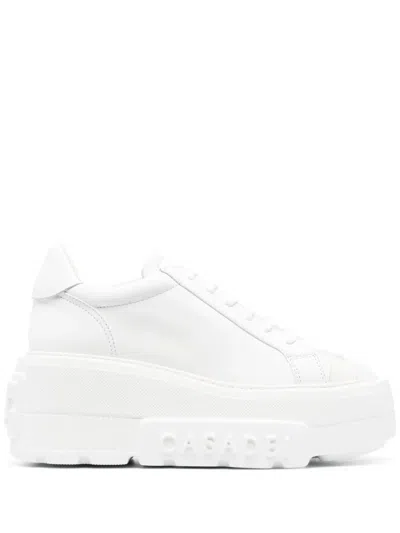 Casadei Low Top Sneakers Platform Sole In White