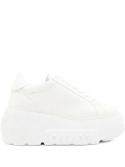 Casadei Nexus Leather Lace-up Sneakers In White