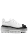 Casadei Low Top Leather Platform Sneakers In White