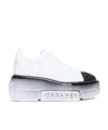 Casadei Low Top Leather Platform Sneakers In White
