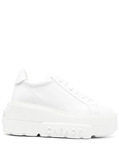 Casadei Nexus Leather Sneakers In White