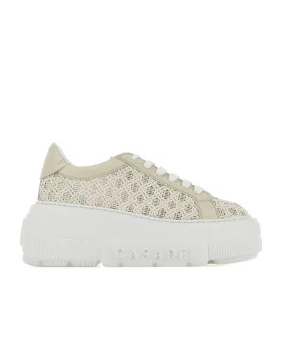 Casadei Nexus Mesh Platform Sneakers In White
