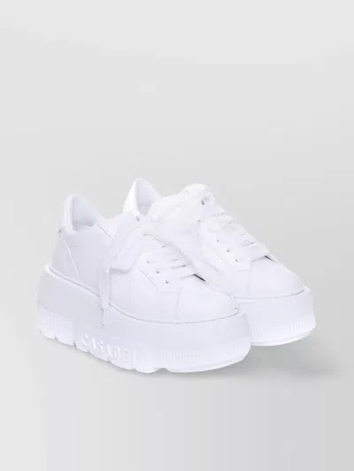 Casadei Nexus Net Salento Leather Low Top Trainers In White