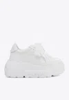 Casadei Nexus Net Salento Leather Platform Sneakers In White