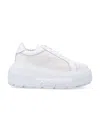 Casadei Low Top Platform Sole Sneakers In Textured Fabric In Hanoi-white-iconic