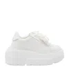 Casadei Nexus Net Salento Leather Platform Sneakers In White