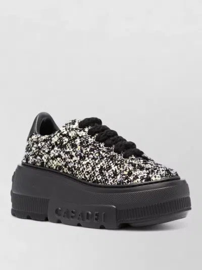 Casadei Nexus Sneakers Platform Sole Round Toe In Black