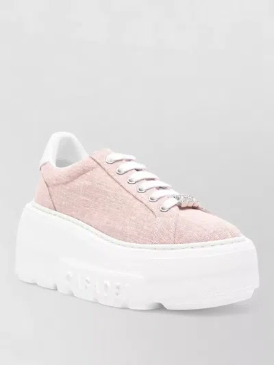 Casadei Nexus Sneakers Platform Sole Round Toe Embellishment In Pink