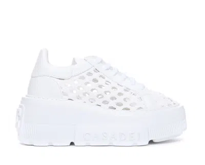 Casadei Sneakers Low Top Platform Sole In White