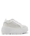 Casadei White Platform Sneakers Interwoven Design In Polyurethane Woman In White