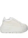 Casadei White Platform Sneakers Interwoven Design In Polyurethane Woman In White