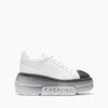Casadei Low Top Leather Platform Sneakers In White And Black
