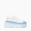 Casadei Nexus Leather Platform Sneakers In White And Sky