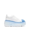 Casadei Nexus Leather Platform Sneakers In White And Sky