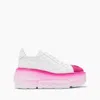 Casadei Nexus Lace-up Platform Sneakers In White And Fuchsia