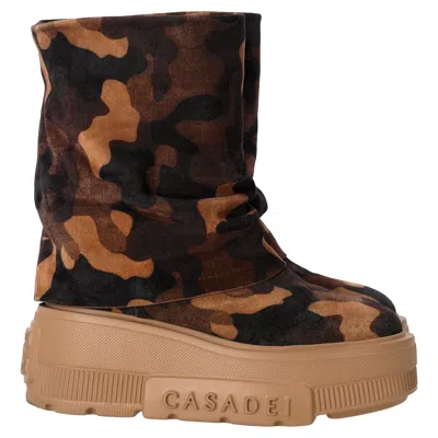 Casadei Nexus Undercover Camouflage Ankle Boots In Brown Cotton