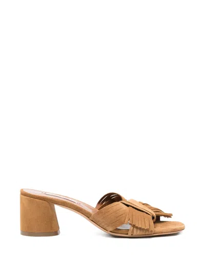 Casadei Nomad Fringe-detail Knotted Sandals In Brown