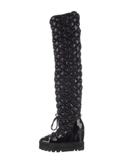 Pre-owned Casadei Nylon Lace-up Boots In Black