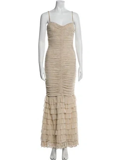 Pre-owned Casadei Nylon Long Dress In Neutral