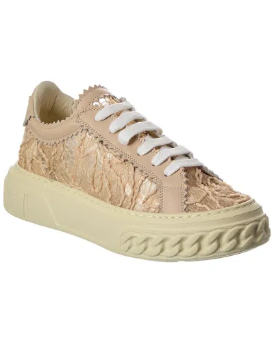 Casadei Off Road Chantilly Leather Sneaker In Neutral
