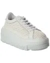 Casadei Nexus Woven Leather Wedge Sneakers In White