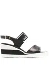 Casadei Open Toe Wedge Sandals With Ankle Strap In White