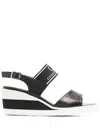 Casadei Open Toe Wedge Sandals With Ankle Strap In White