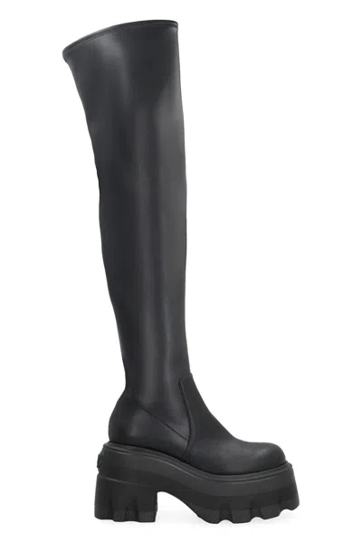 Casadei Maxxxi Over-the-knee Platform Boots In Black