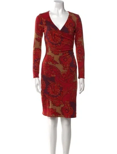 Pre-owned Casadei Paisley Print Knee-length Dress In Red