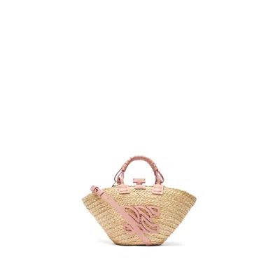 Casadei Panarea Mini Raffia Basket Bag - Woman  Natur And Minou Qt In Natur And Minou