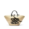 Casadei Panarea Raffia Basket Bag - Woman  Natur And Black Qt