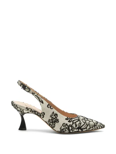 Casadei Pandora Floral-lace Slingback Pumps In White